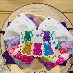 Colorful Teddy Bear Hair Bow